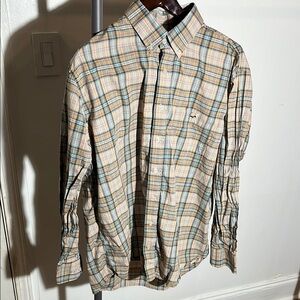 Southern Point Men's Plaid Shirt - Beige and Blue